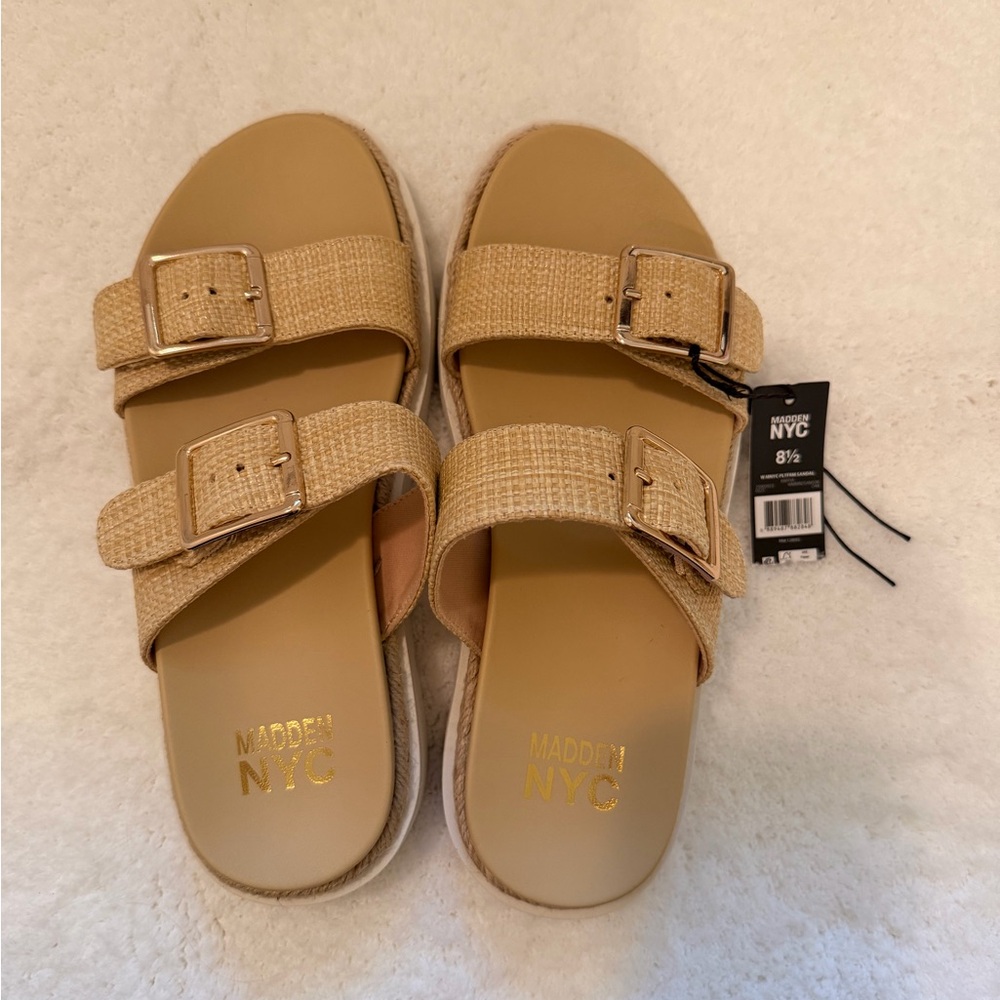 Madden NYC Women's Tan Double Buckle Sandals